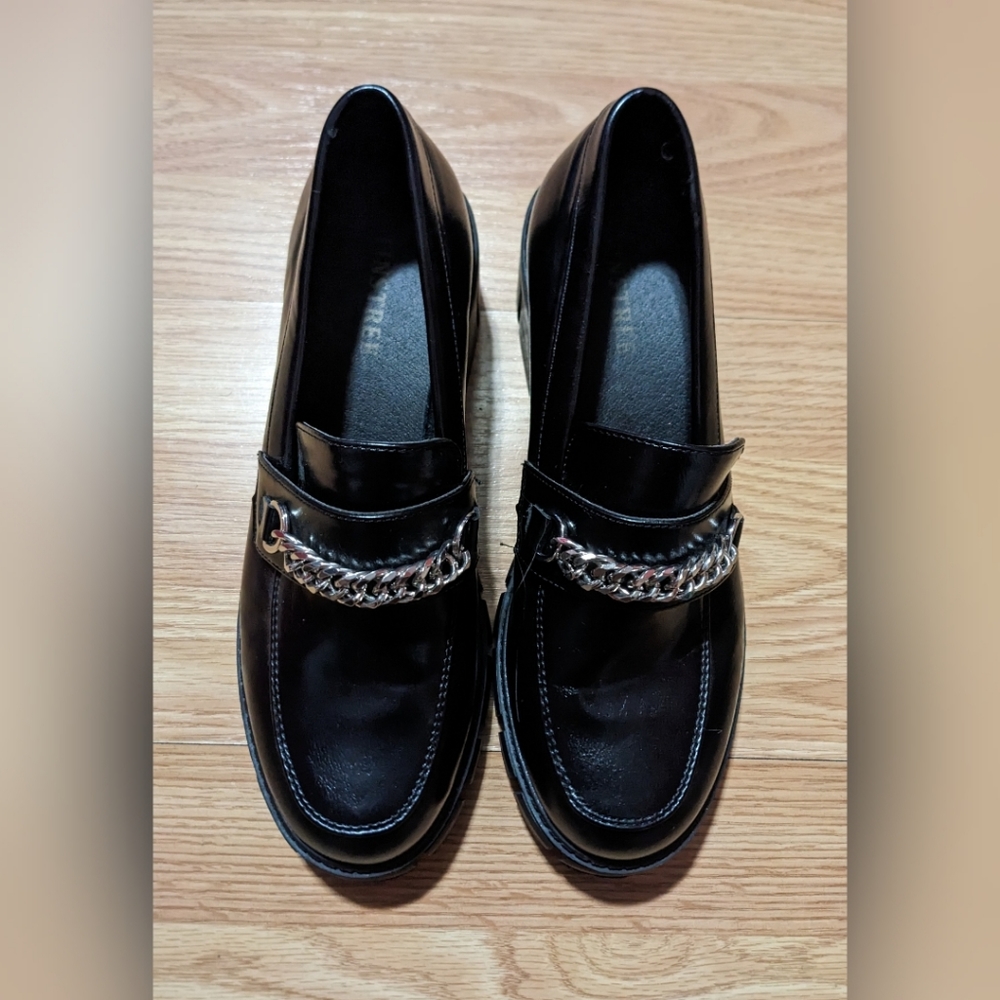 Tinstree Black Platform Loafers 9 Faux Leather Fall Contemporary